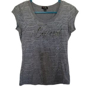 Guess Print Scooped neckline Shirt Gray